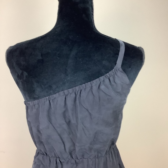 CLUB MONACO SILK BLACK ONE SHOULDER RUFFLED DRESS - Picture 6 of 9